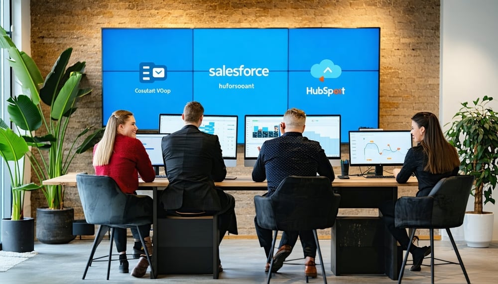 Professional RevOps consultants working with Salesforce and HubSpot interfaces Professional RevOps consultants working with Salesforce and HubSpot interfaces